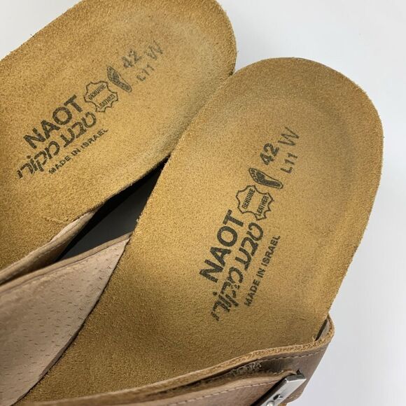 Naot Jacey Wide Sandal Slide Brown Leather Adjustable Wedge Slip On Womens 11 - Picture 5 of 15